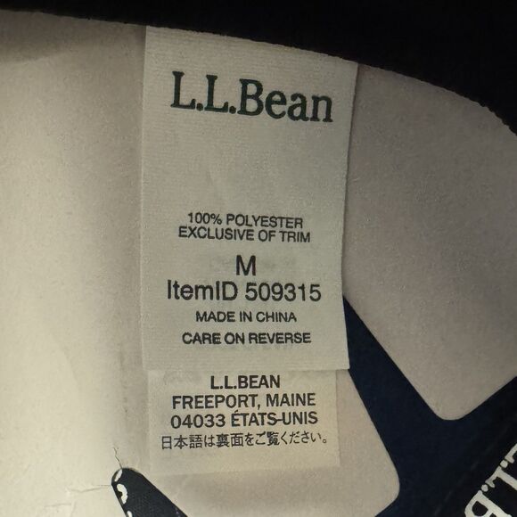 NWT LL Bean Fleece Hat Ear Flaps Winter Baseball Cap Men’s M Blue Aztec Trim - Picture 3 of 8